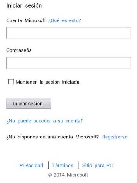 Acceder a Outlook.com desde el navegador del móvil