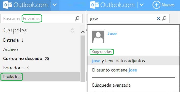 Cómo utilizar el buscador de Outlook.com