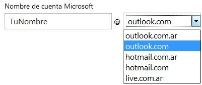 Elegir la dirección de correo electrónico de Outlook.com