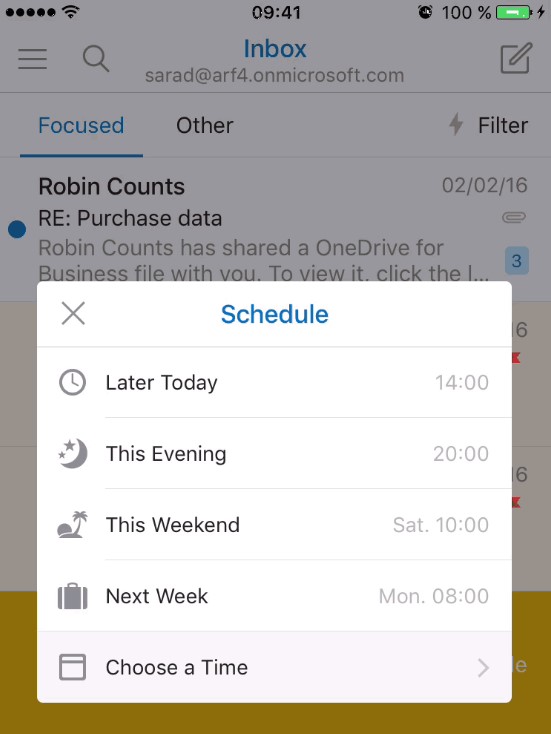 Nuevas opciones para programar correos en Outlook móvil