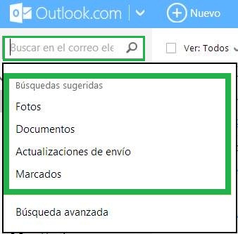 Para qué sirven las búsquedas sugeridas en Outlook.com