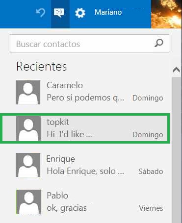 Solicitudes de contacto en Skype para Outlook.com