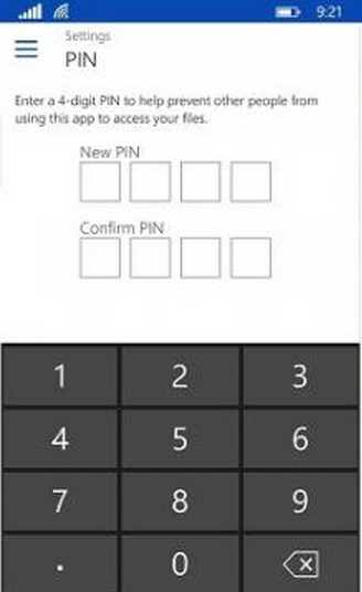 introducir pin Onedrive Windows Phone